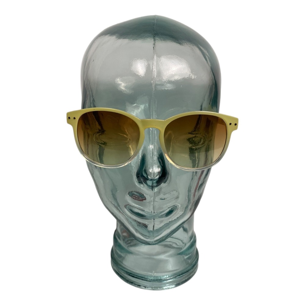 Yellow Round Frame Sunglasses‎ Brown Gradient Lenses UV Protection Fashion